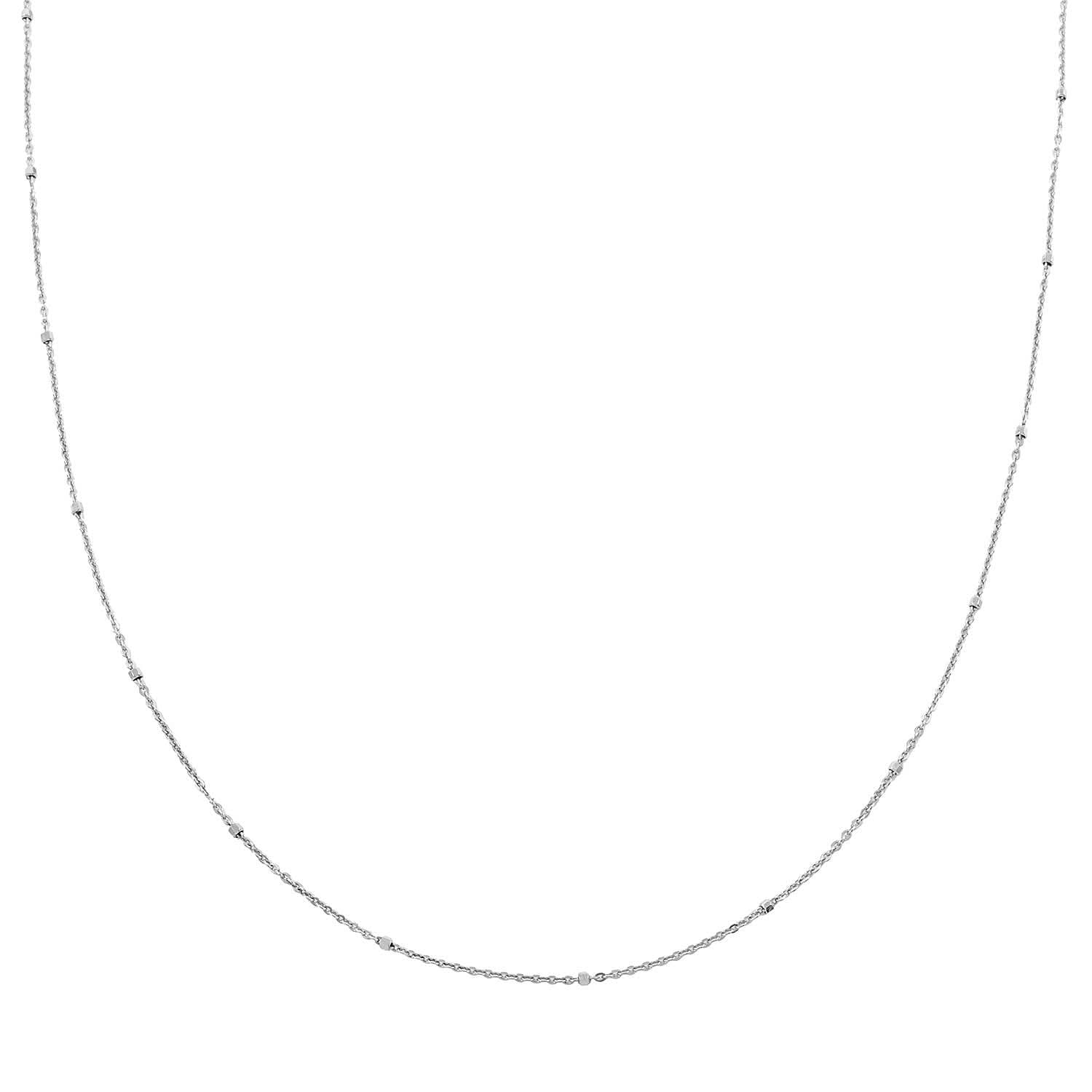 Italian Rhodium Over Sterling Silver Curb Necklace 18 Inches 1.50 Grams
