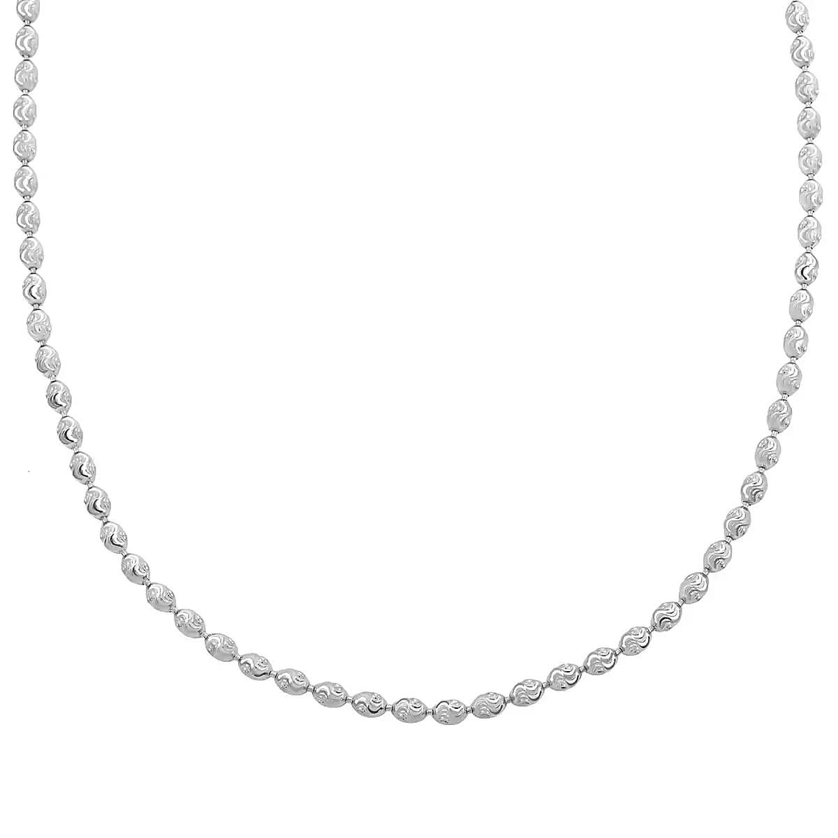 TLV Italian Rhodium Over Sterling Silver Chicco Chain Necklace (20 Inches) (11 g)
