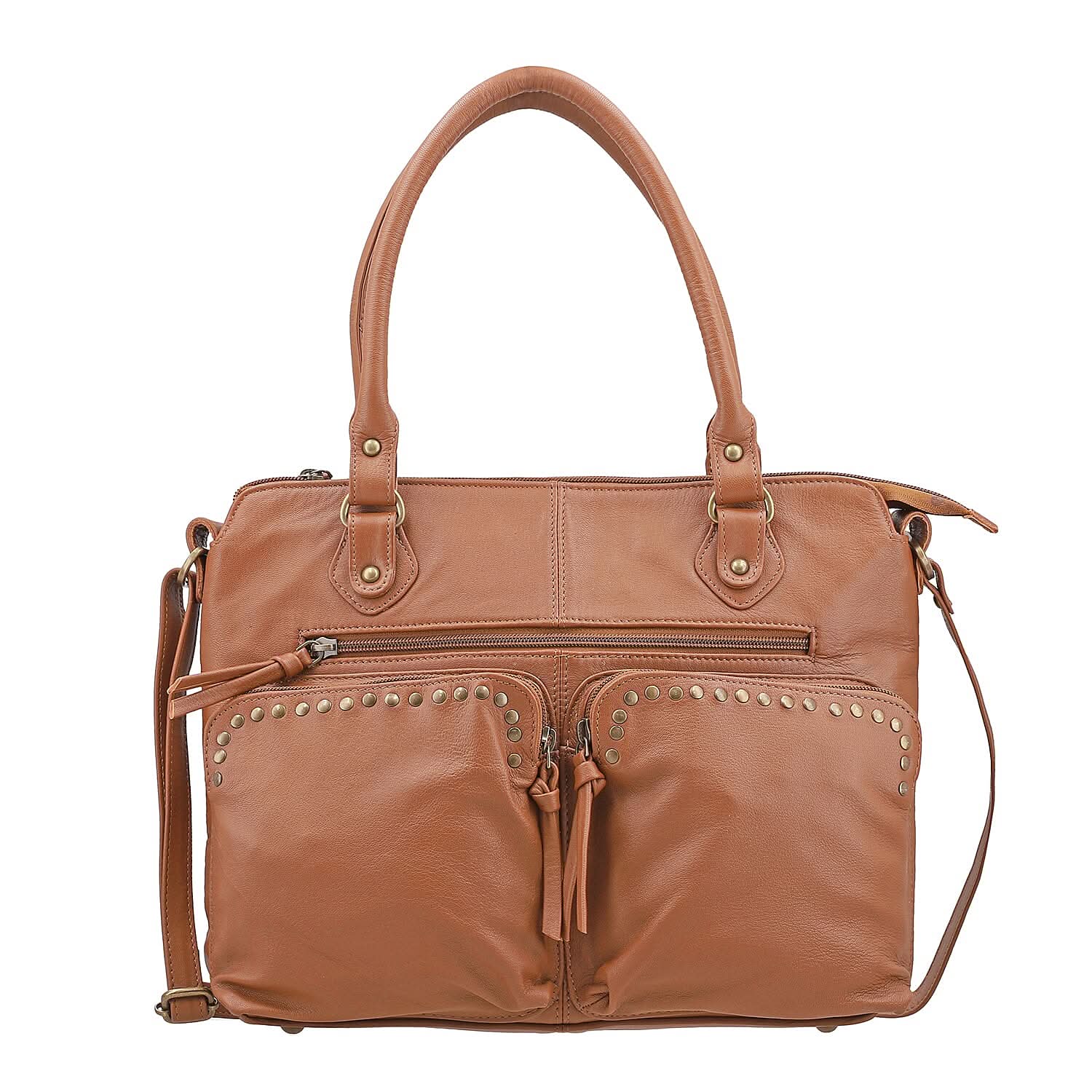 Dark Tan Genuine Leather RFID Protected Shoulder Bag (12"x4"x11")