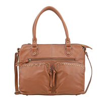 Dark Tan Genuine Leather RFID Protected Shoulder Bag (12"x4"x11")