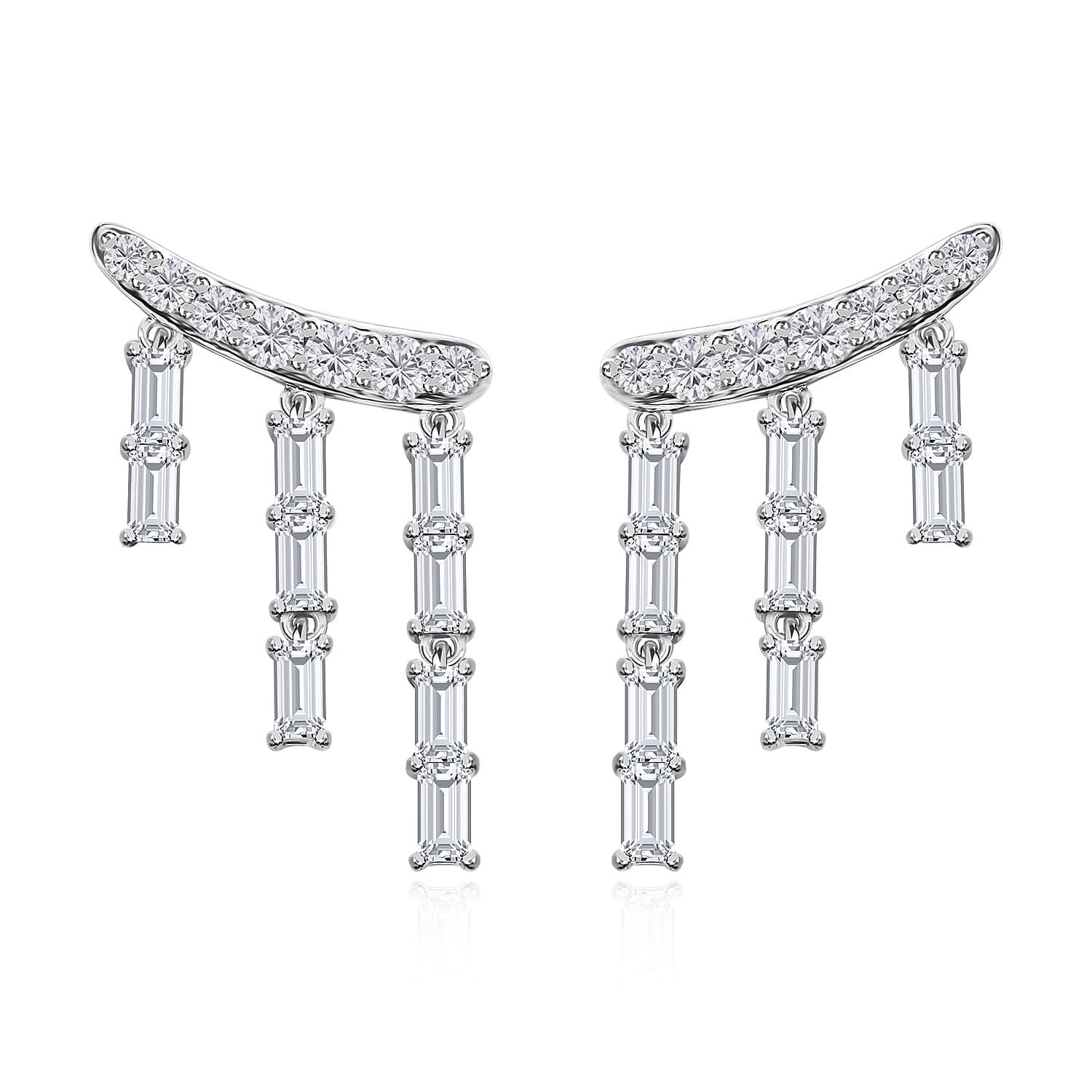 Moissanite Chandelier Earrings in Platinum Over Sterling Silver 5.00 ctw