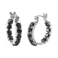 Thai Black Spinel 5.90 ctw Hoop Earrings in Stainless Steel - Sticky add to cart bar