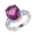 Radiant Orchid Quartz (Triplet) Solitaire Ring in Stainless Steel 4.50 ctw - Sticky add to cart bar