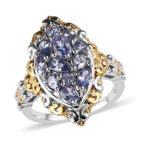 Tanzanite Ring in Vermeil Yellow Gold and Platinum Over Sterling Silver (Size 10.0) 1.60 ctw