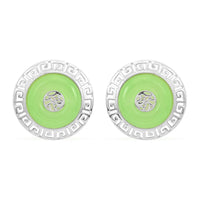Jade Circle Earrings in Sterling Silver 12.00 ctw