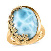 GP Italian Garden Collection Premium Larimar Ring in Vermeil Yellow Gold Over Sterling Silver 18.10 ctw