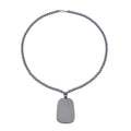 Terahertz Dog Tag Pendant with Beaded Necklace 20 Inches in Rhodium Over Sterling Silver 199.00 ctw - Sticky add to cart bar
