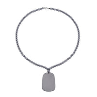 Terahertz Dog Tag Pendant with Beaded Necklace 20 Inches in Rhodium Over Sterling Silver 199.00 ctw