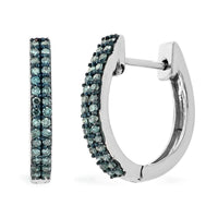 Venice Blue Diamond I1-I2 Hoop Earrings in Sterling Silver 0.33 ctw