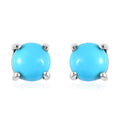 Sleeping Beauty Turquoise Solitaire Stud Earrings in Platinum Over Sterling Silver - Sticky add to cart bar