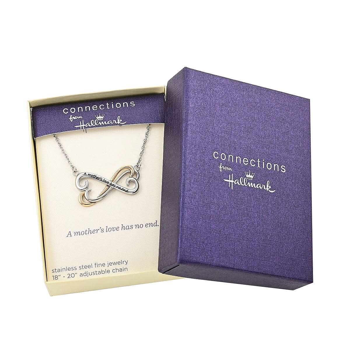A Mother's Love Has no End Engraved Necklace 18 Inches in ION Plated YG and Stainless Steel