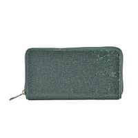 Champagne Color Sparkling Rhinestone and Fuax Leather Wallet (7.5"x0.98"x3.9")