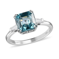 Luxoro 10K White Gold Premium Ratanakiri Blue Zircon and Moissanite Ring 4.15 ctw