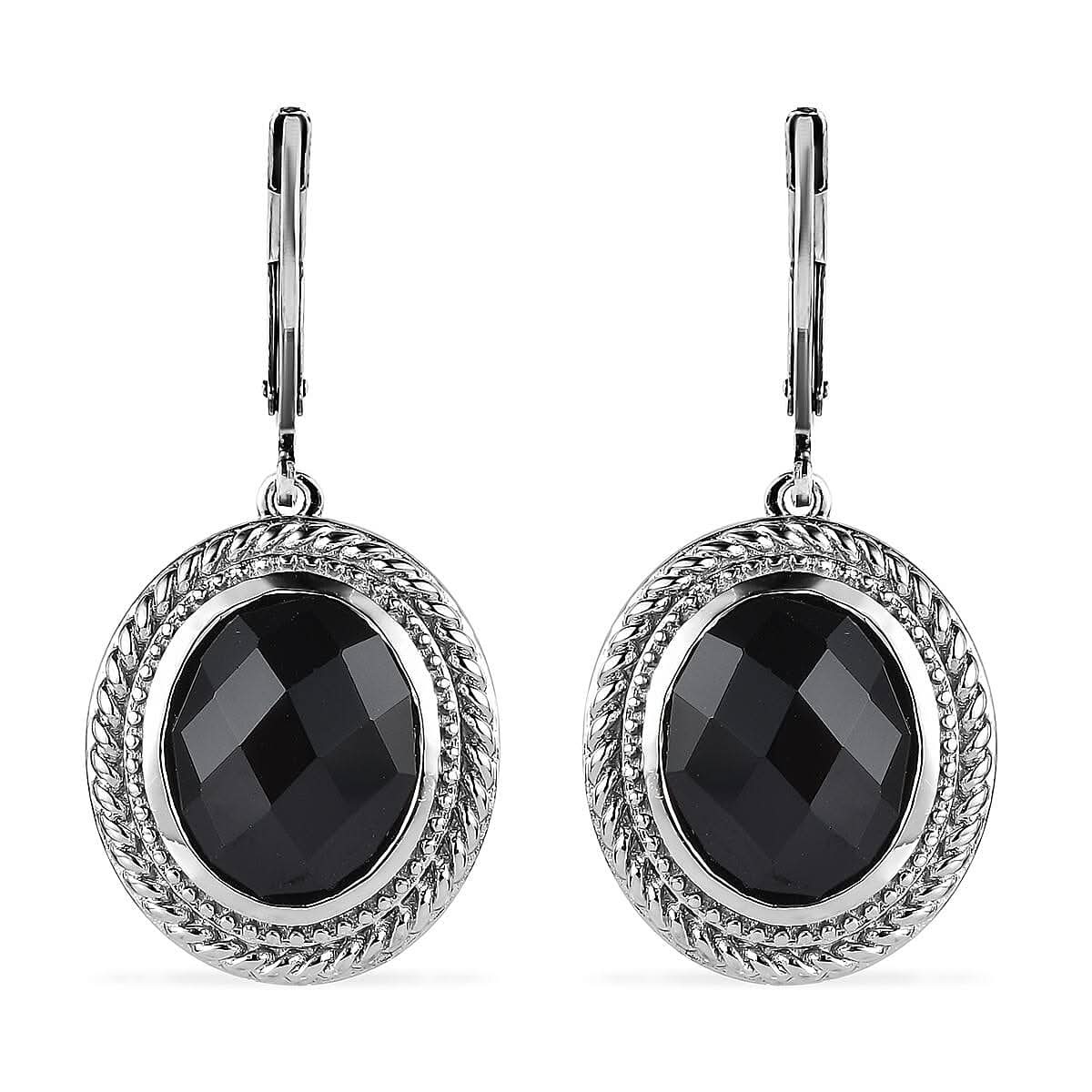Karis Thai Black Spinel Lever Back Earrings in Platinum Bond 11.40 ctw