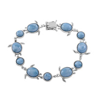 Larimar Turtle Bracelet in Platinum Over Sterling Silver (6.50 In) 27.50 ctw