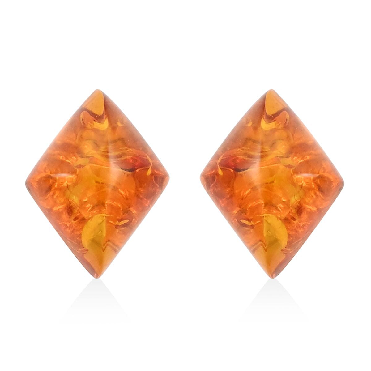 Baltic Amber Solitaire Stud Earrings in Sterling Silver