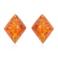 Baltic Amber Solitaire Stud Earrings in Sterling Silver
