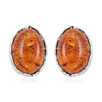 Baltic Amber Stud Earrings in Sterling Silver