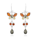 Multi Colored Amber Butterfly Earrings in Sterling Silver - Sticky add to cart bar