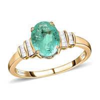 Luxoro 10K Yellow Gold Premium Boyaca Colombian Emerald and G-H I2 Diamond Ring 1.30 ctw