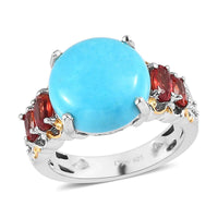 Premium Sleeping Beauty Turquoise and Multi Gemstone Ring in Vermeil YG and Platinum Over Sterling Silver 6.50 ctw