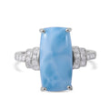 Larimar and Moissanite Ring in Platinum Over Sterling Silver 9.50 ctw - Sticky add to cart bar