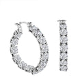 Moissanite (Rnd 5mm) Inside Out Hoop Earrings in Platinum Over Sterling Silver 11.85 ctw - Sticky add to cart bar