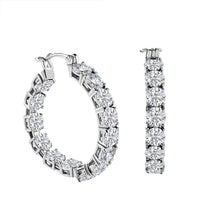 Moissanite (Rnd 5mm) Inside Out Hoop Earrings in Platinum Over Sterling Silver 11.85 ctw