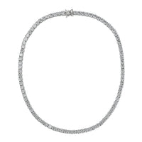 Moissanite (Rnd 5mm) Tennis Necklace (18 Inches) in Platinum Over Sterling Silver 36.35 ctw