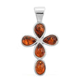 Baltic Amber Cross Pendant without Chain in Sterling Silver - Sticky add to cart bar