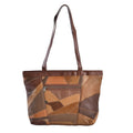 Multi Color Patch Work Genuine Sheep Leather Tote Bag (14.5"x10.2"x3.5") - Sticky add to cart bar