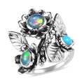 GP Italian Garden Collection Premium Ethiopian Welo Opal and Sleeping Beauty Turquoise Ring in Sterling Silver 1.35 ctw - Sticky add to cart bar