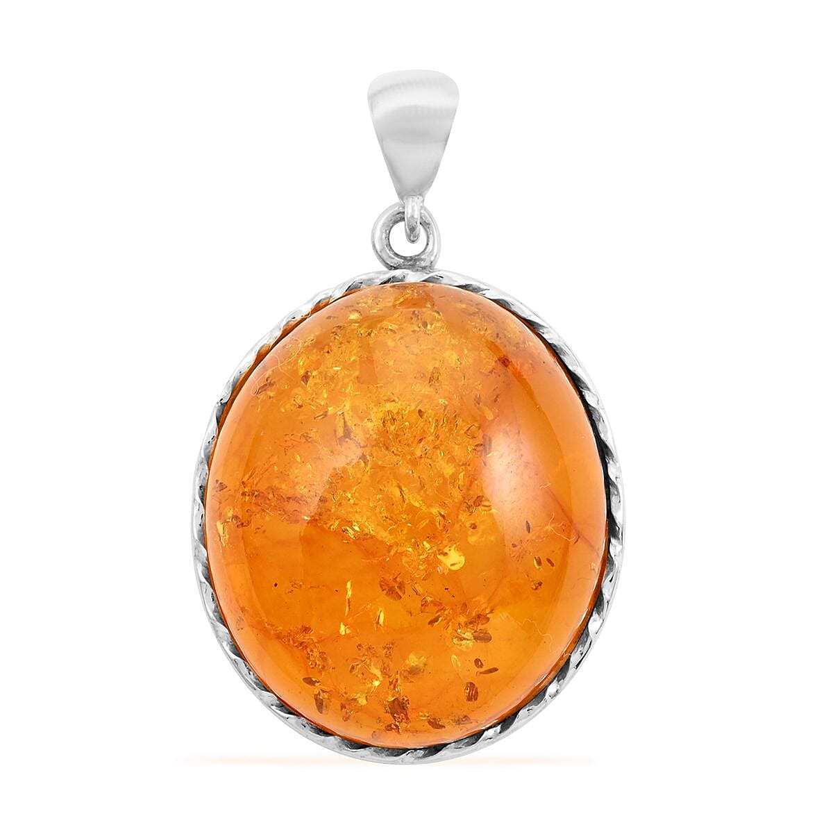 Baltic Amber Sunburst Pendant in Sterling Silver
