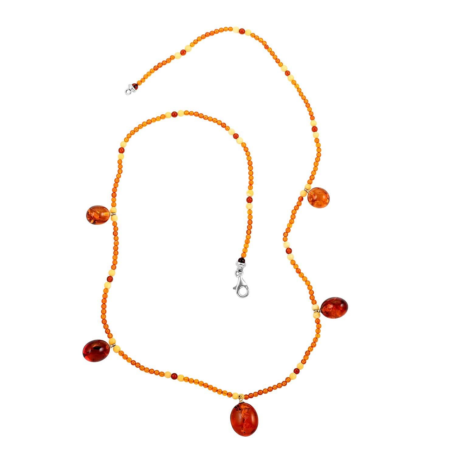 Baltic Amber Necklace 26 Inches in Sterling Silver