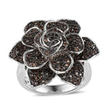 Red Diamond Floral Ring in Platinum Over Sterling Silver 1.00 ctw - Sticky add to cart bar