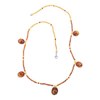 Baltic Amber Beaded Station Necklace 28 Inches in Sterling Silver