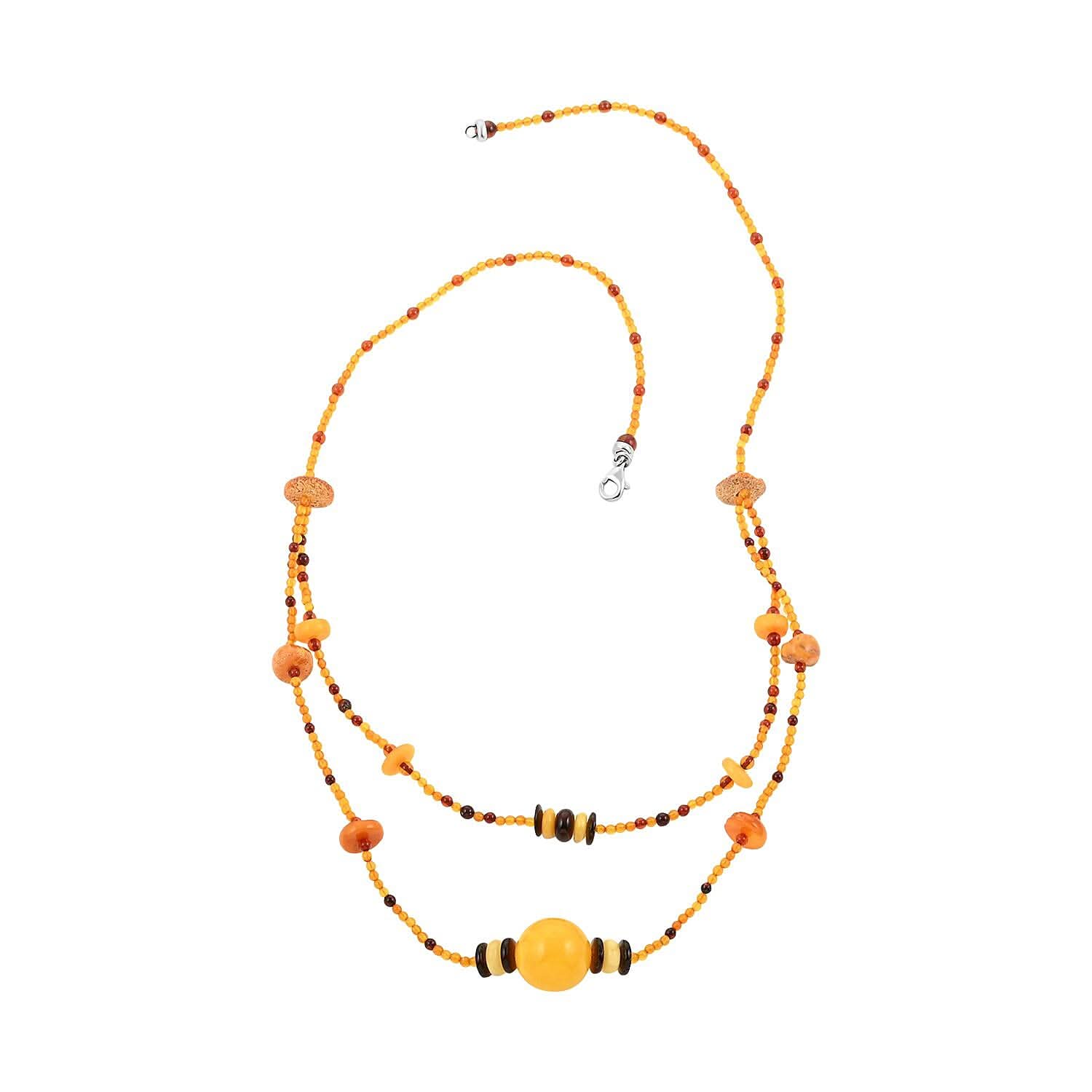 Baltic Amber Necklace 27 Inches in Sterling Silver
