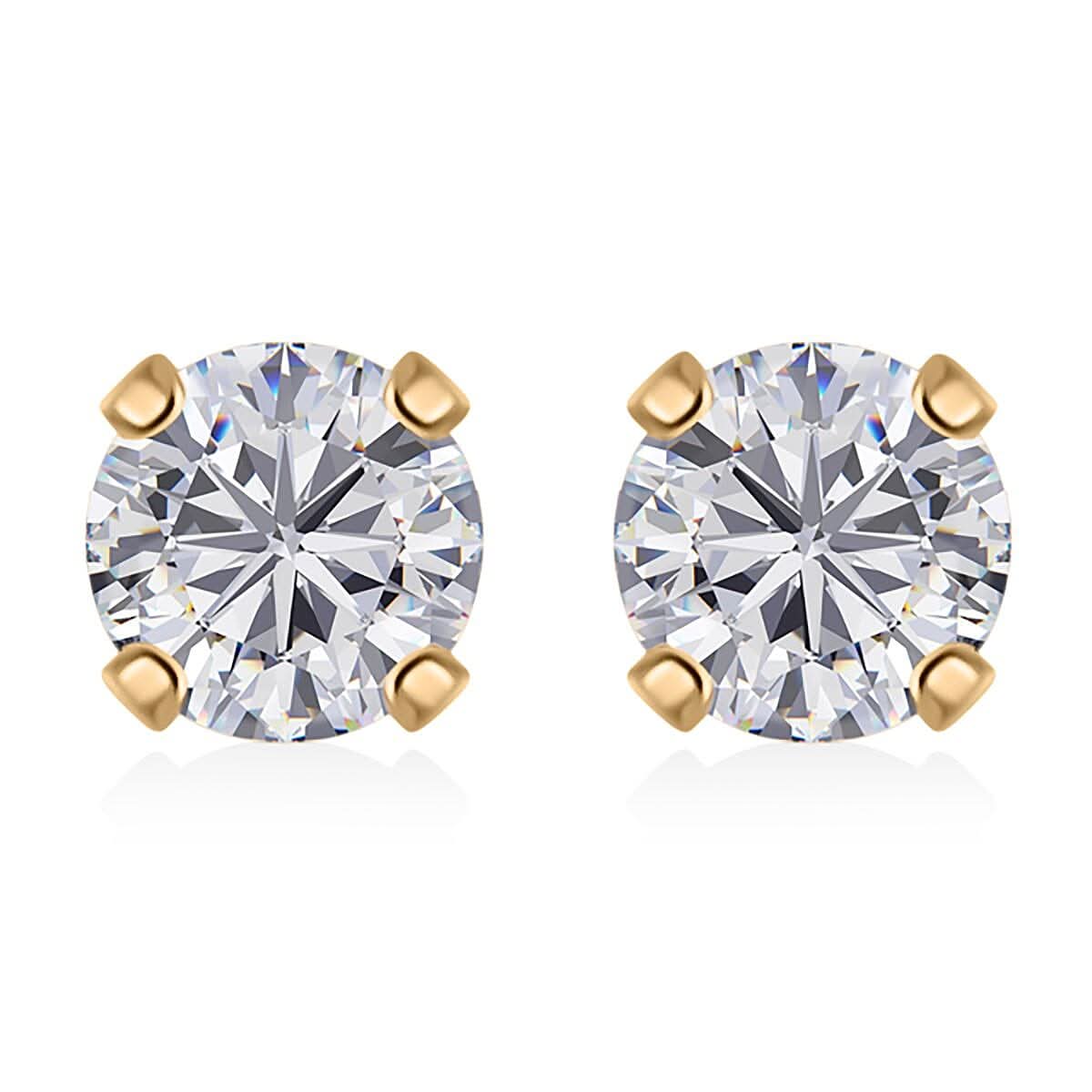 10K Yellow Gold Simulated Diamond Stud Earrings 0.35 ctw