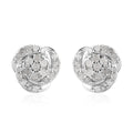 White Diamond Knot Earrings in Platinum Over Sterling Silver 0.25 ctw - Sticky add to cart bar