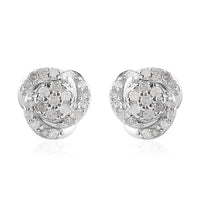 White Diamond Knot Earrings in Platinum Over Sterling Silver 0.25 ctw