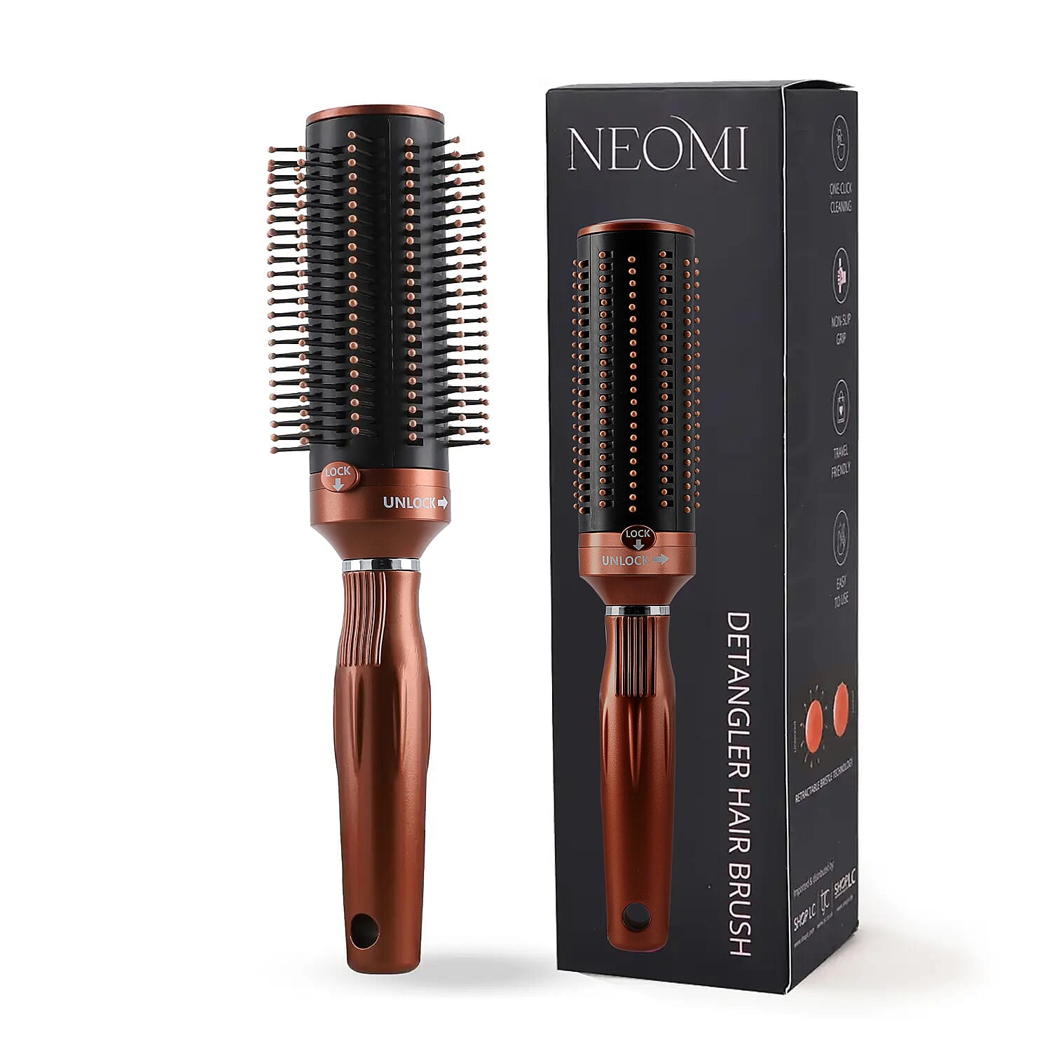 Portable Easy Clean Rotating Comb - Brown (9.85""x2.76"")