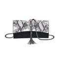 Black Color Snake Print Pattern Genuine Leather Crossbody Bag (10"x1.4"x5") with Shoulder Strap - Sticky add to cart bar