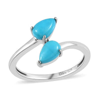 Sleeping Beauty Turquoise Bypass Ring in Platinum Over Sterling Silver 0.85 ctw