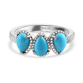 Sleeping Beauty Turquoise 3 Stone Ring in Stainless Steel 1.25 ctw - Sticky add to cart bar