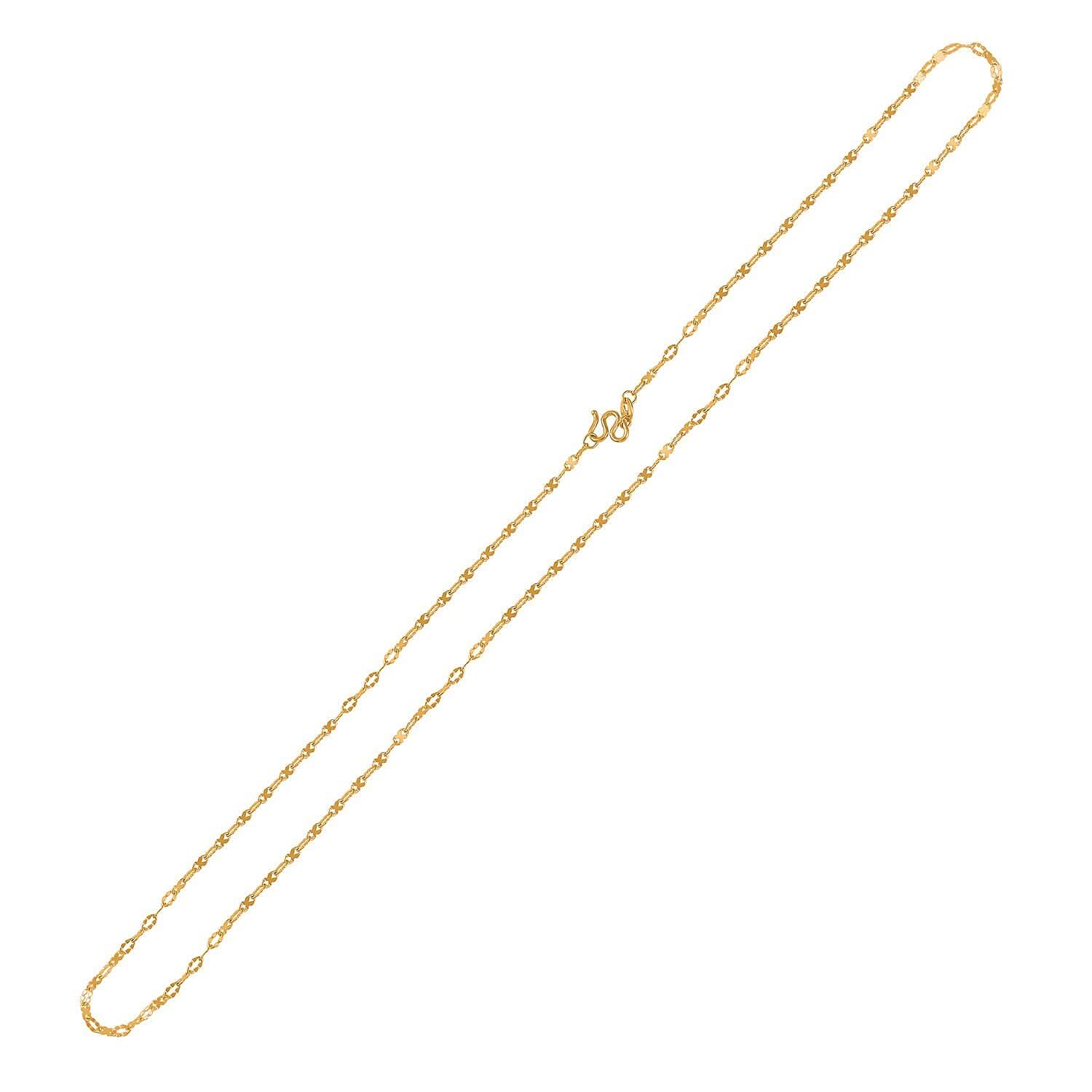 24K Yellow Gold 2mm Link Chain Necklace 20 Inches 3.65 Grams