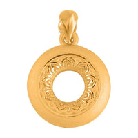 24K Yellow Gold Electroform Floral Circle Pendant 2 Grams