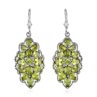 Premium Peridot Floral Lever Back Earrings in Platinum Over Sterling Silver 9.90 ctw