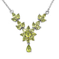 Premium Peridot Floral Necklace 18 Inches in Platinum Over Sterling Silver 4.15 ctw - Sticky add to cart bar