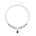 Champagne Glass and Austrian Crystal Enameled Necklace 20.5-22.5 Inches in Goldtone - Sticky add to cart bar