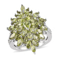 Premium Peridot Elongated Ring in Platinum Over Sterling Silver 3.35 ctw - Sticky add to cart bar